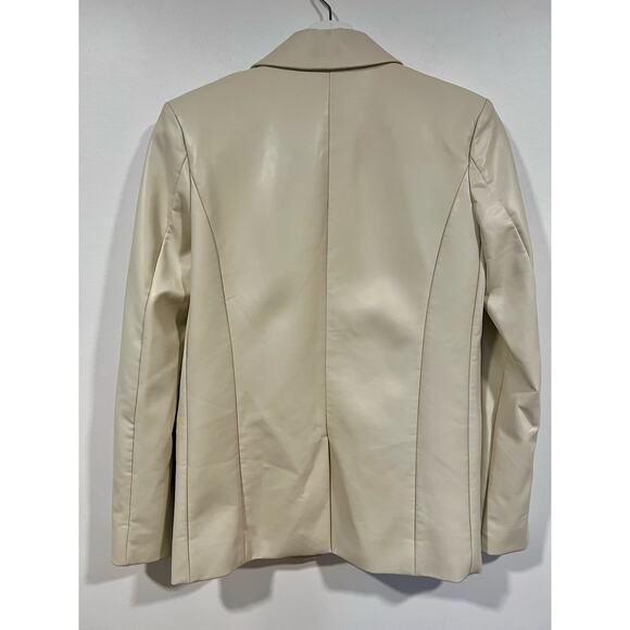Oak + Fort Vegan Leather Oversized Blazer XXS Cream - Picture 7 of 8